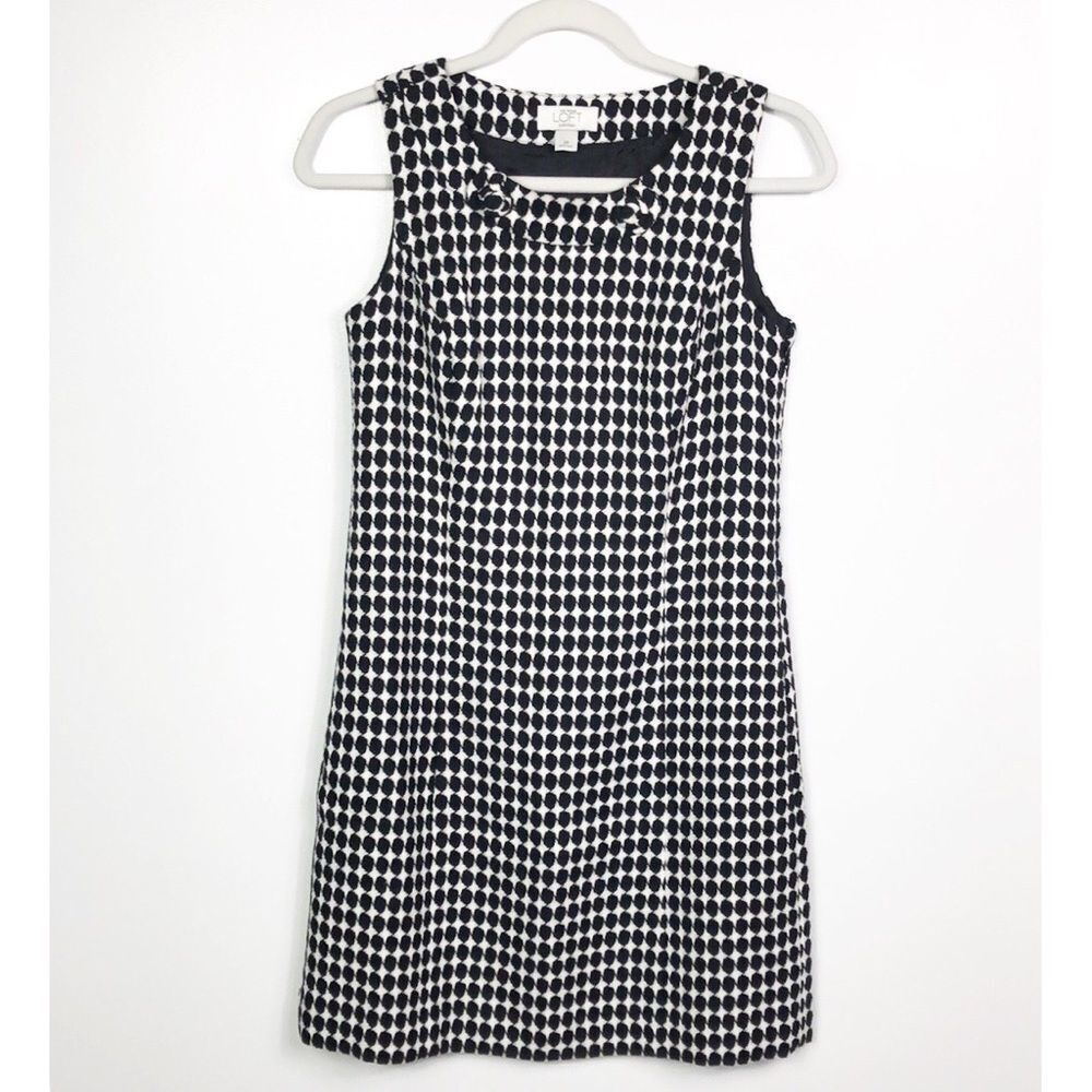LOFT shift dress, black and white print, 2 petite